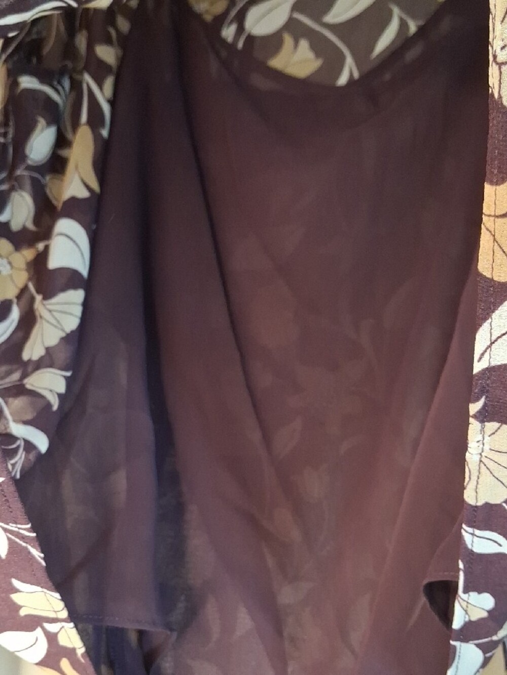 Ann Taylor Plum Floral Mock Neck Top with Neutral Blooms - Picture 5 of 8